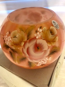 lot 172 image: Fenton Pink Floral Vase