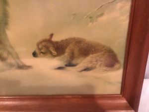 lot 154 image: Vintage Dog with a Lamb Picture
