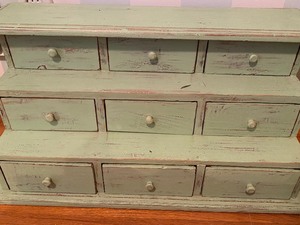 lot 48 image: Sage Green Shabby Chic Style Multi Drawer Cabinet
