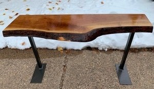 lot 1 image: Handcrafted Stunning Black Walnut SofaEntry Table made from Antique Barn Wood
