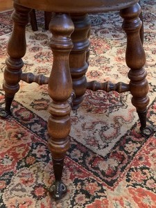 lot 46 image: Antique Piano Stool wGlass Ball Feet