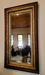 lot 3 image: Large Antique Wooden Mirror