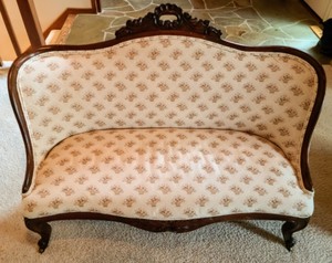lot 2 image: Victorian Style Petite Walnut Sofa