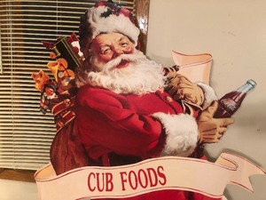 lot 14 image: Large Vintage Cardboard Coca-Cola Santa