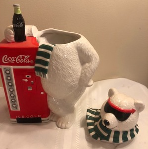 lot 28 image: Polar Bear- Vending Machine Coca-Cola Cookie Jar
