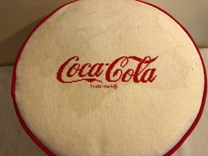 lot 56 image: Cross Stitched Coca-Cola Stool