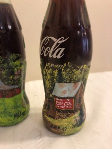 lot 97 image: BEAUTIFUL Handpainted Coca-Cola Bottles