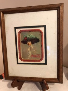 lot 105 image: 3 Coca-Cola Pictures and a Metal Sign