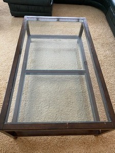 Wood Framed Glasstop Coffee Table