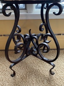 Magnificent Marble Top Accent Table with Ornate Metal Base