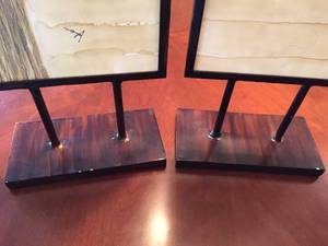 Translucent Glass Art in Metal Stands