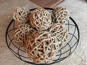Decorative Metal Bowl w Nautical Rope Balls