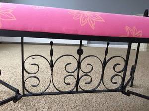 Stunning Decorative Metal Ornate Base Bench with Padded Seat Bench