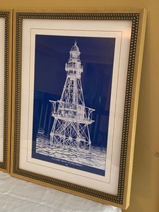 Pair of Lighthouse Drawing Framed Prints