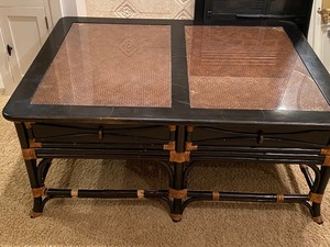 Decorative Cane Style Glass Top Coffee Table