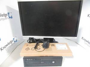 lot 51 image: HP EliteDesk 800 G1 SFF i5-4570 8GB RAM 500GB HDD w 24 Monitor New KeyboardMouse & WIN 10 PRO