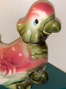 lot 10 image: Mid Century Hull Parrot w Cart Planter
