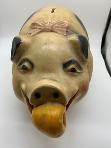 lot 143 image: 1947 Chalkware Pig Bank