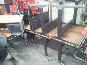 Worktables and desks.