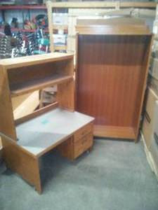 Desk and Bookcase with Shelves.