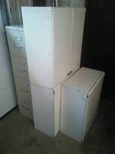 Vintage Metal Cabinets and 4 Drawer File.