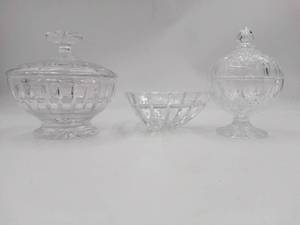 2 Precious Crystal Candy jars with Lid & 1 Crystal Candy Bowl