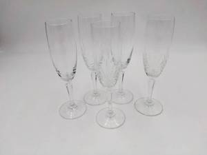 5 Crystal Flute Champagne Glasses