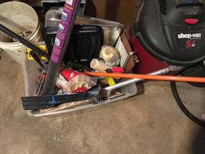 lot 128 image: Shop-Vac, Air Purifier, & Paint Supplies