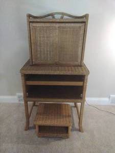 Three Piece Rattan Hutch with Stool