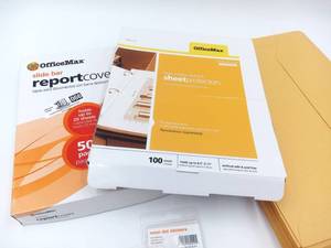 lot 066 image: Report Cover, Sheet Protectors, Photo Paper, Large Envelopes, Dot Stickers, Sharpies