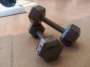 lot 116 image: Two 15lb Dumbbells