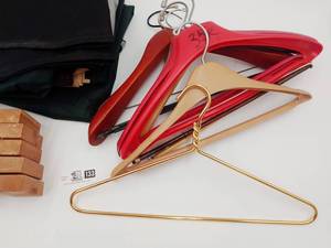 lot 133 image: Hangars, Cedar Blocks, & 4 Vinyl Zipped Garment bags