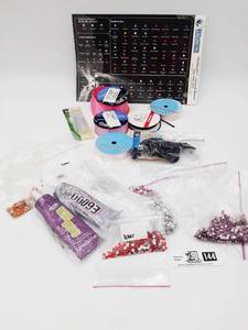 lot 144 image: Hobby Lot Crystal Board with Small Swarovski Crystals, Adhesive, and Ribbons