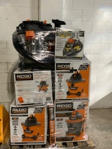 lot 2 image: PALLET WITH ASSORTED RIGID SHOP VACS DIFFERENT SIZESMODELS SEE PICS