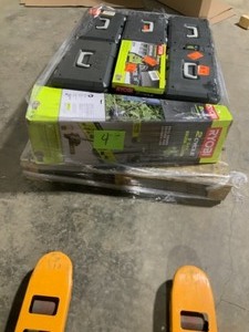 lot 4 image: LOT WITH ASSORTED  CHAINSAWS DIFFERENT VARIOUS SIZES & 2 CYCLE GAS BRUSH CUTTER SEE PICS