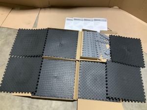 lot 41 image: 4 CASES WITH HUSKY 18.4 in. x 18.4 in. Gray Commercial PVC Garage Flooring Trim Kits SEE PICS