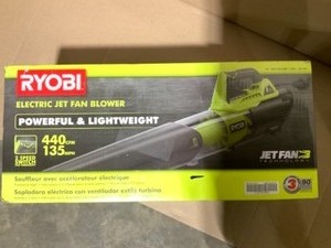 lot 67 image: BOX WITH RYOBI OUTDOOR GARAGE COMBO KIT SEE PICS