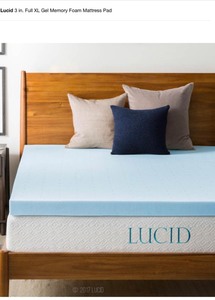lot 76 image: 2 LUCID GEL MEMORY FOAM TOPPERS FOR TWINXL BEDS & ALSO HAS 2 MATTRESS ENCASEMENTS NOT USED SEE PICS