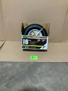lot 81 image: FARM AND RANCH 16 IN. REPLACEMENT PNEUMATIC WHEELBARROW TIRE (2-PACK) NOT USED SEE PICS