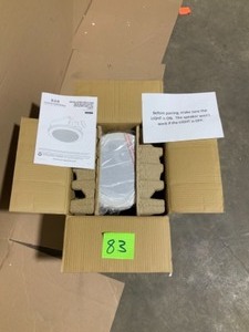 lot 83 image: HOME NETWERKS Decorative White 80 CFM Ceiling Mount Bluetooth Stereo Speaker Bathroom Exhaust Fan with LED Light NOT USED SEE PICS