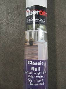lot 710 image: 1 CASE (8-Pack) Fiberon (Actual 4-in x 6-in x 6-ft) Classic 2-Pack White Composite Deck Handrail RL PK 72IN CLASS WH - 1 Top & Bottom Rail - NEW