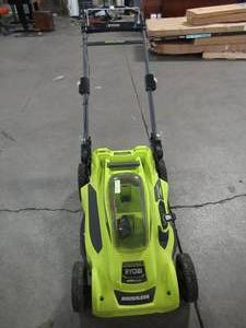 lot 9 image: Ryobi 20 in. 40-Volt Brushless Lithium-Ion Cordless Battery Walk Behind Push Lawn Mower - Tool Only - RY401110-Y