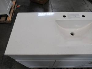 lot 313 image: Home Decorators Collection Sedgewood 48-12 in. W Bath Vanity in White with Solid Surface Technology Vanity Top in Arctic with White Sink PPLNKWHT48D