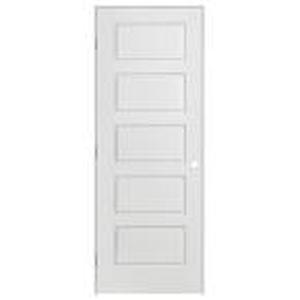 lot 609 image: Masonite 30 in. x 80 in. Riverside 5-Panel Right-Handed Hollow-Core Smooth Primed Composite Single Prehung Interior Door, 10638