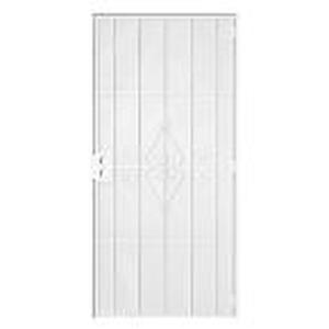 lot 613 image: Unique Home Designs 36 in. x 80 in. Su Casa White Surface Mount Outswing Steel Security Door with Expanded Metal Screen 5SH202WHITE36