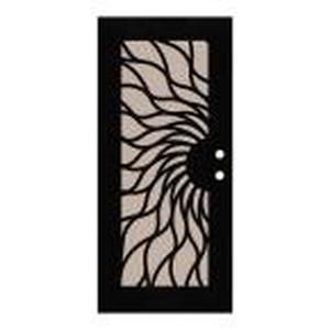 lot 612 image: Sunfire 36 in. x 80 in. Sunfire Black Left-Hand Surface Mount Aluminum Security Door, With Perforated Screen, 1S2001EL2BKP3A