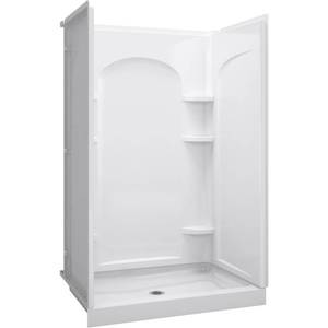 lot 412 image: Sterling Ensemble Back Wall and Side Walls in White, Direct to Stud - Corner Receptacles Sold Separately.