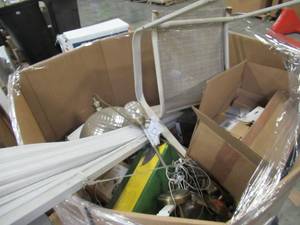 lot 206 image: WHOLESALE MIXED PALLET OF LIGHTING, INDOOROUTDOOR DECOR AND SUPPLIES