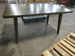 lot 435 image: Williams Home Furnishings Abelone Gray Mid-Century Modern Style Rectangular Dining Table, CM3354GY-T - Cracked Frame (still sturdy) and some slight scratching.