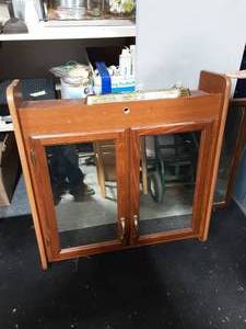 lot 3 image: Wall Cabinet With 2-Mirrored Doors 33x32x9